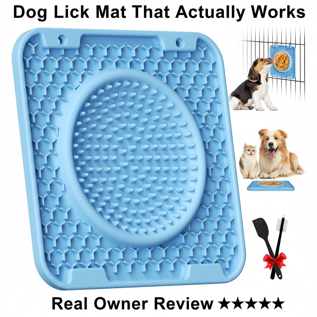 HOSGOT Dog Lick Mats for Large Dogs and CatsThicker BPA Free 3 in 1 Lick Mat Crate Training Aid for PuppiesDog Lick BowlPeanut Butter Licking Pads for Dogs Boredom and Anxiety Relief. 

⸻

⭐ Real Pet Owner Feedback

⭐⭐⭐⭐⭐

“This really helps