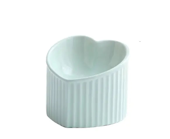 Raised Ceramic Pet Bowl with Slanted Design for Cats