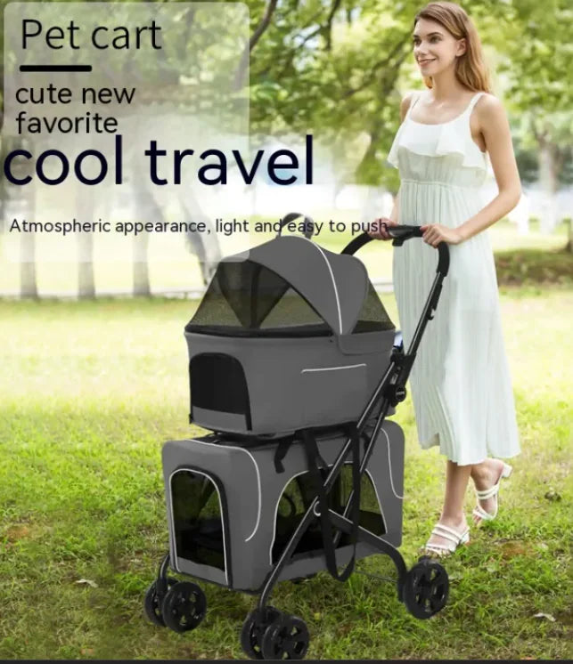 Small Dog Lightweight Folding Cat Dog Trolley/Stroller