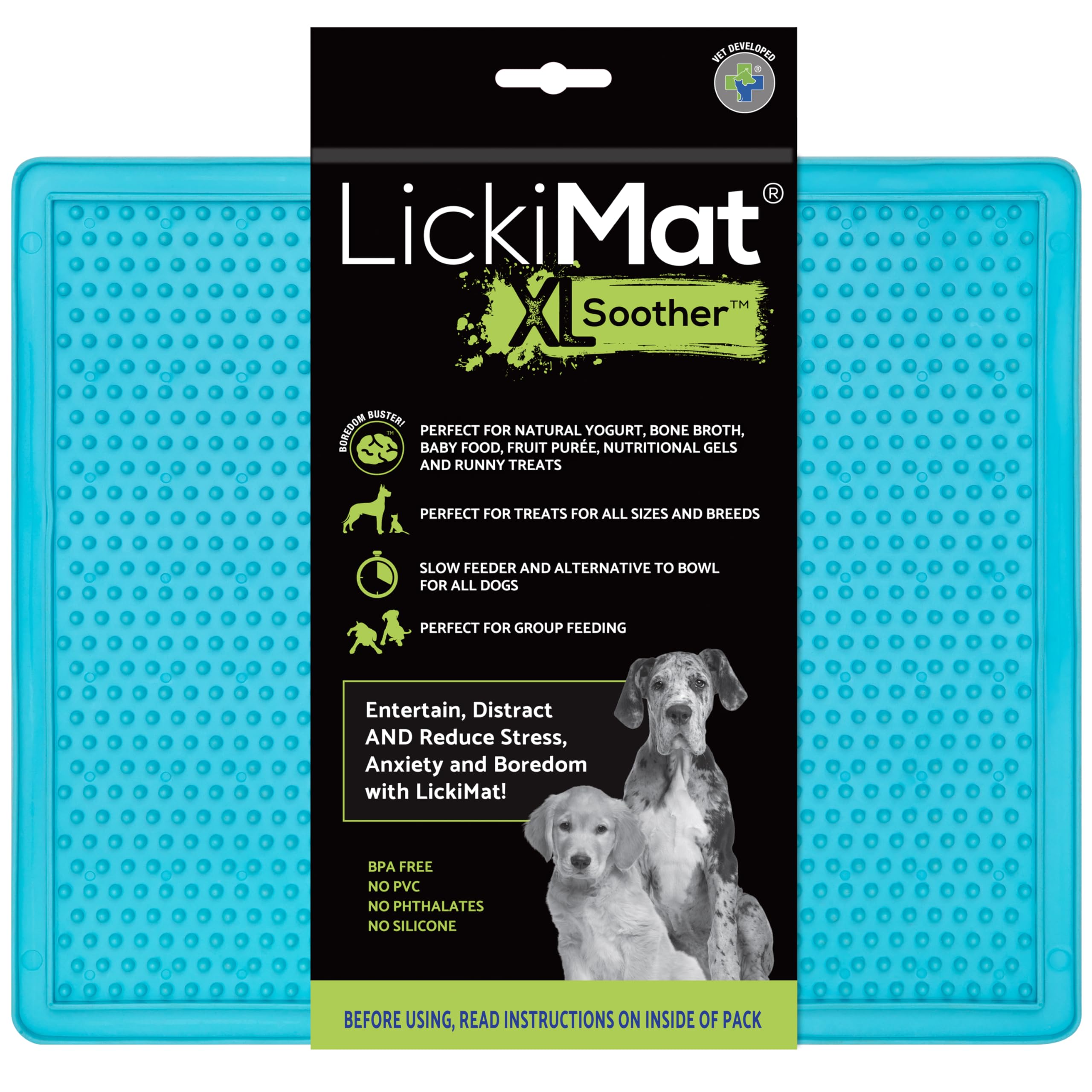 LickiMat X Large Breed Soother Dog Lick Mat Dog Calmer Slow Feeder Anxiety Reliever Alternative to Puzzle Toys Slow Feeding Bowls. Use Peanut Butter Wet Food Raw Food Mixed Food Healthy Treats