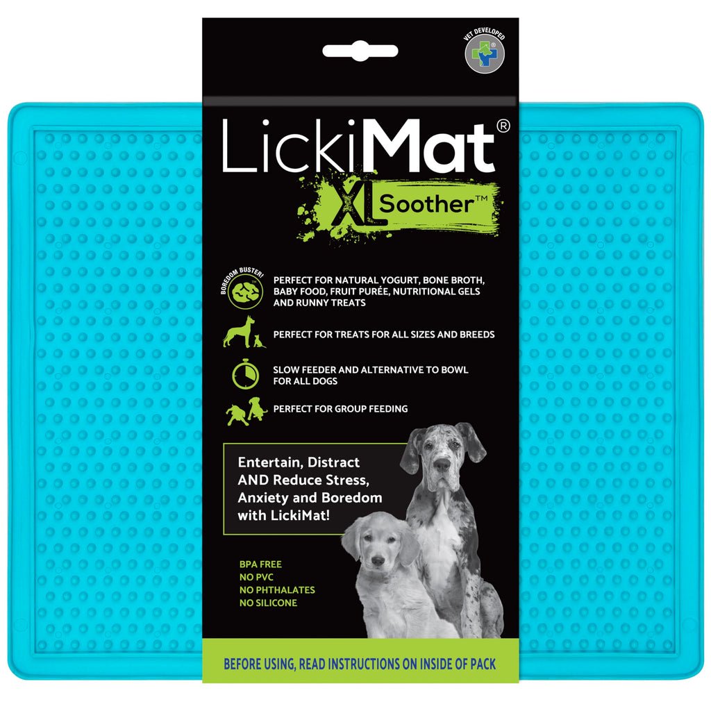 LickiMat X Large Breed Soother Dog Lick Mat Dog Calmer Slow Feeder Anxiety Reliever Alternative to Puzzle Toys Slow Feeding Bowls. Use Peanut Butter Wet Food Raw Food Mixed Food Healthy Treats