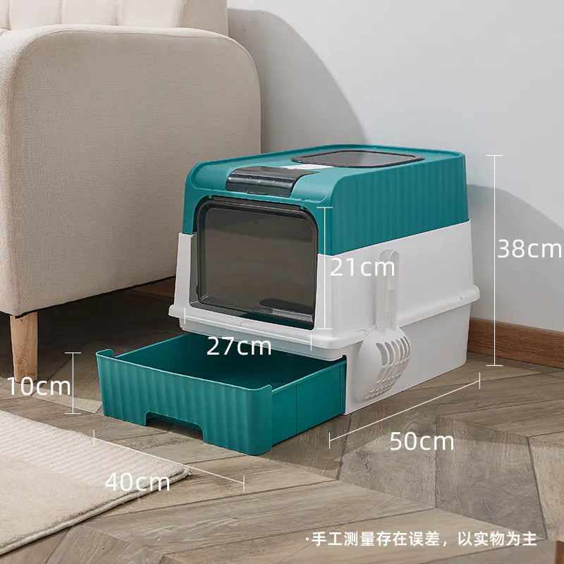Large enclosed Cat Litter Box with litter tray & Anti-Splash Design
