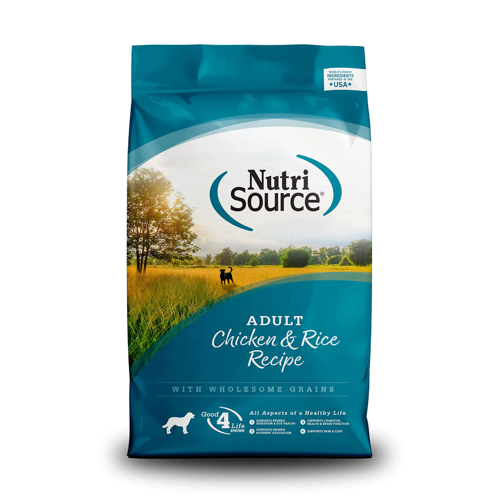 NutriSource Adult Dog Food Made with Chicken and Rice with Wholesale Grains 15LB Dry Dog Food