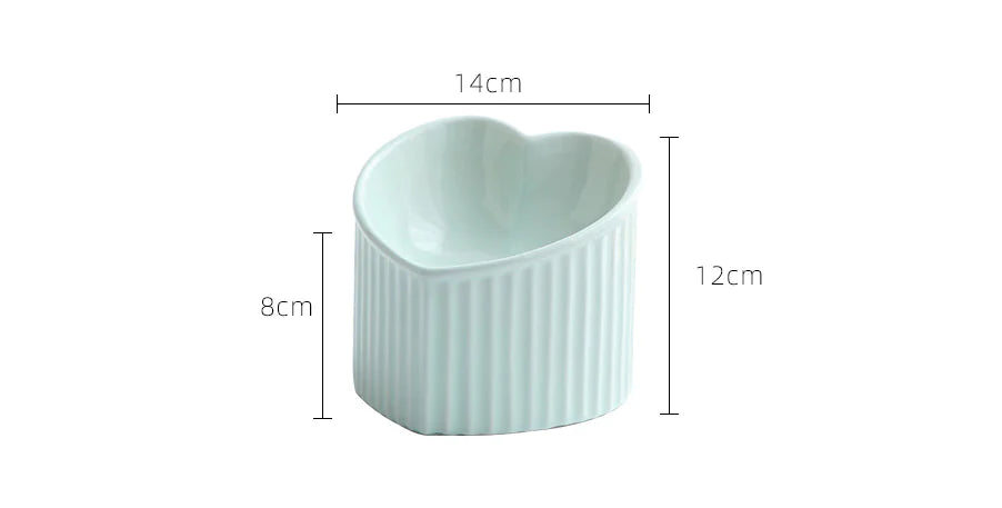 Raised Ceramic Pet Bowl with Slanted Design for Cats