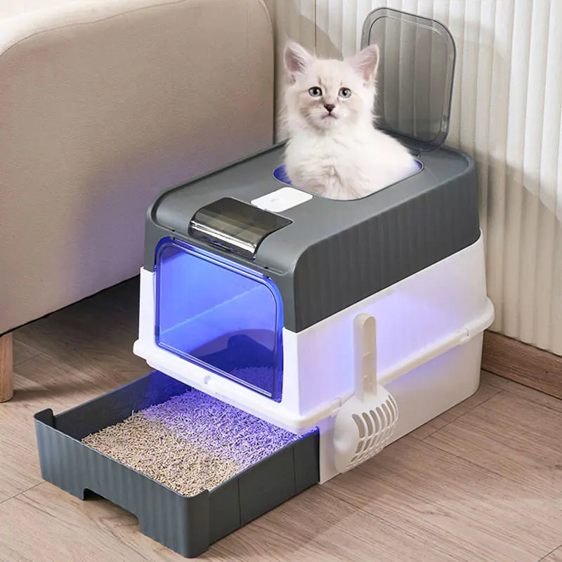 Large enclosed Cat Litter Box with litter tray & Anti-Splash Design